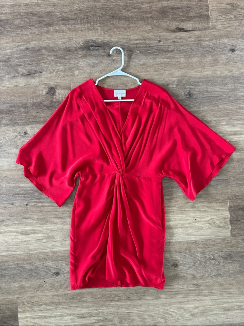 Lavender Brown Red Wrap-Style Dress